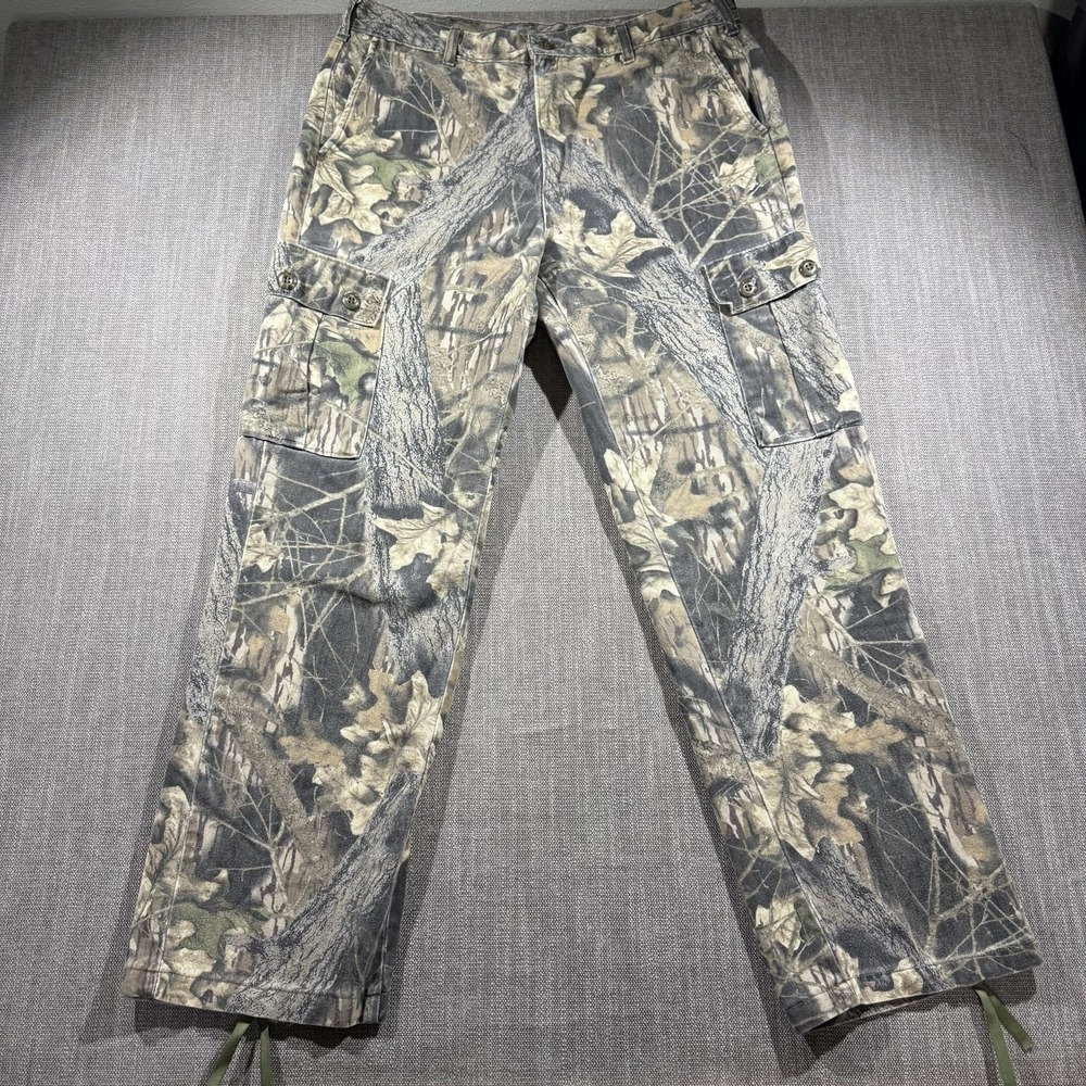 Camo Cargo Pants Mens 34x32 Green Canvas Hunting Outdoor Workwear Made USA
